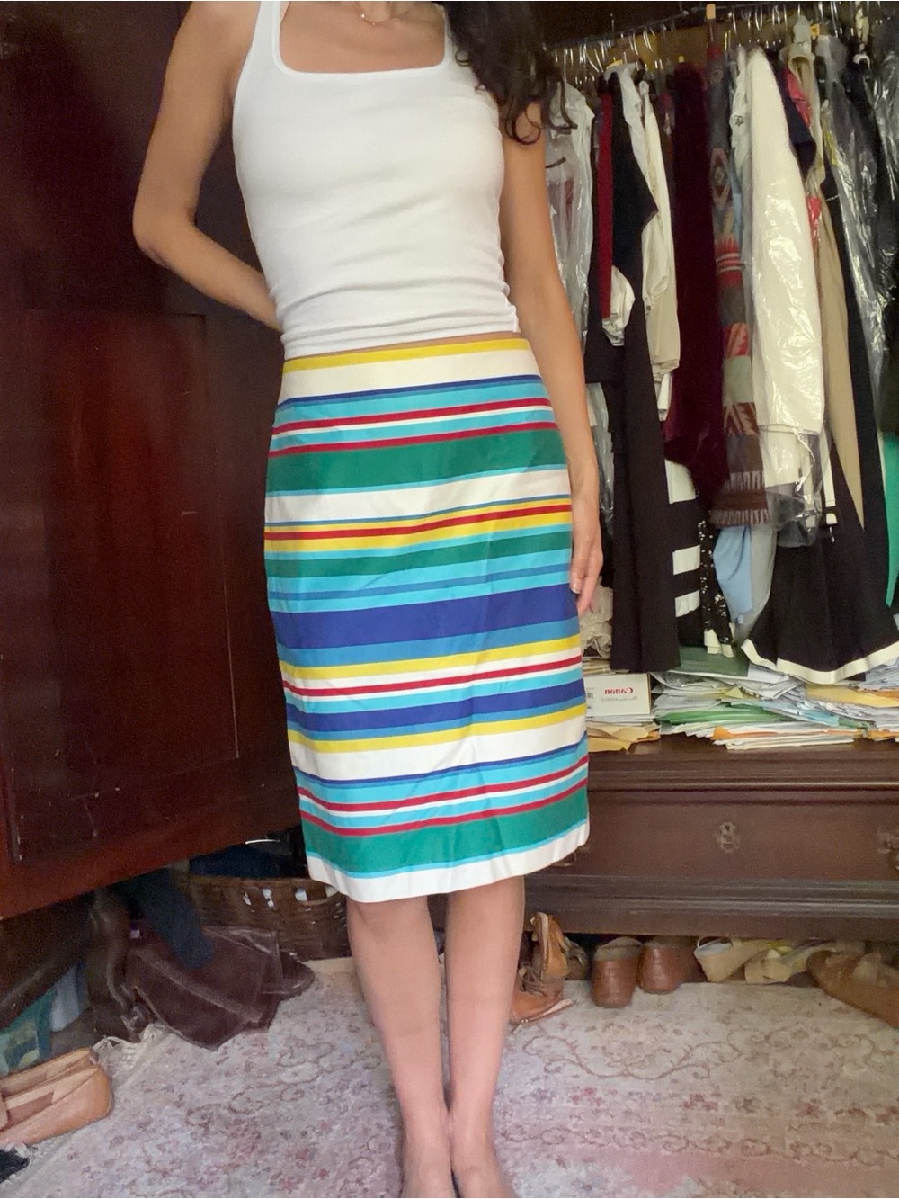 Talbots Striped Multicolor Pencil Skirt